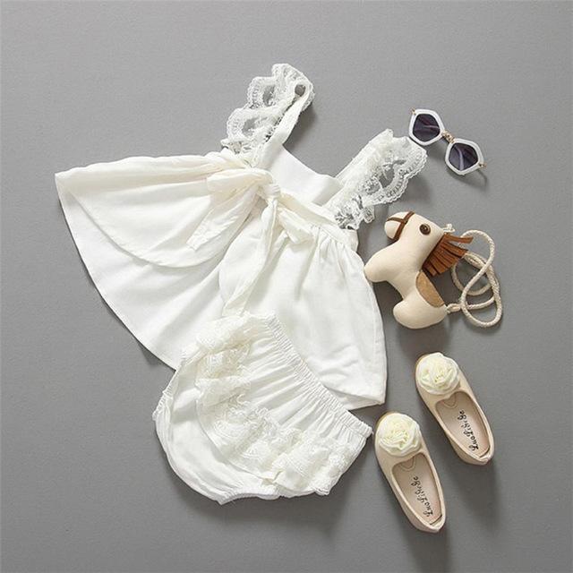 Baby Girl Sunsuit Backless Princess Dress + pants