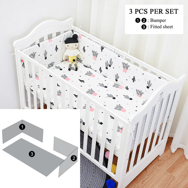 Lovely  Cactus Triangle Baby Gril Crib Bed Bumpers