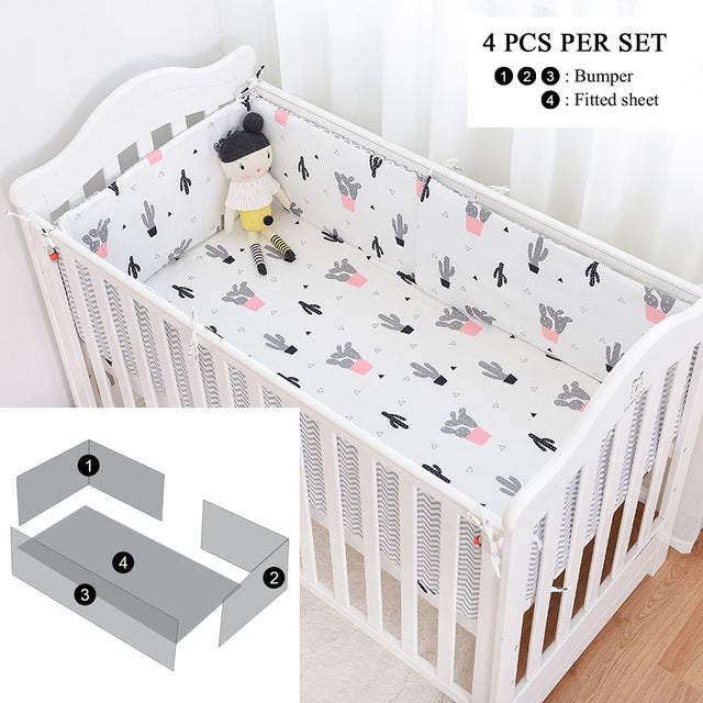 Lovely  Cactus Triangle Baby Gril Crib Bed Bumpers
