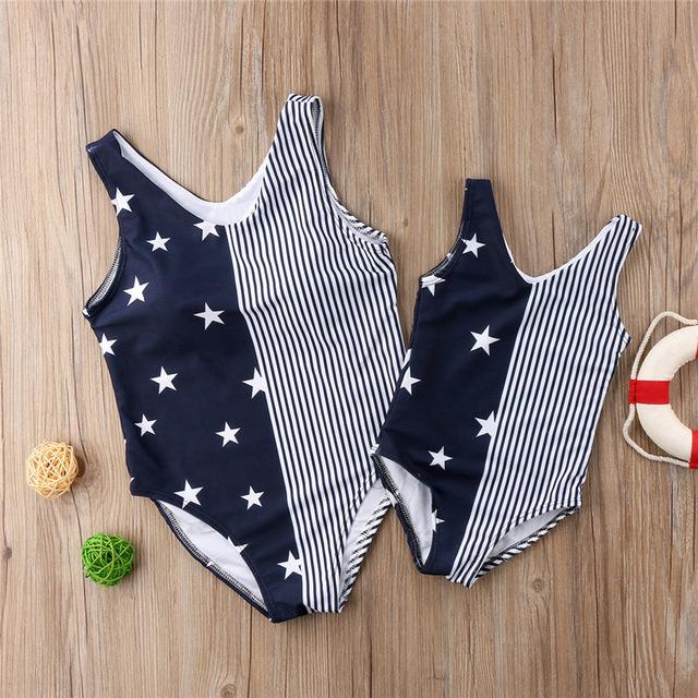 Women Baby Girl Striped Stars Pattern