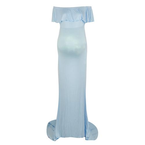 Collar Off Shoulder Sleeveless Maxi Long Maternity Dress