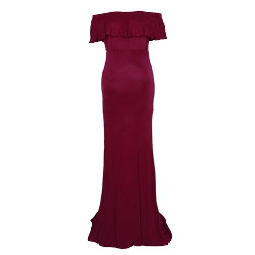 Collar Off Shoulder Sleeveless Maxi Long Maternity Dress