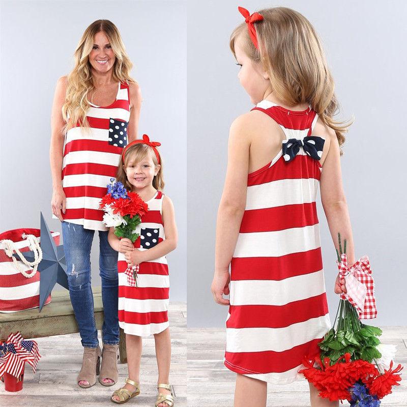 Mother Daughter Striped Dress Outfits