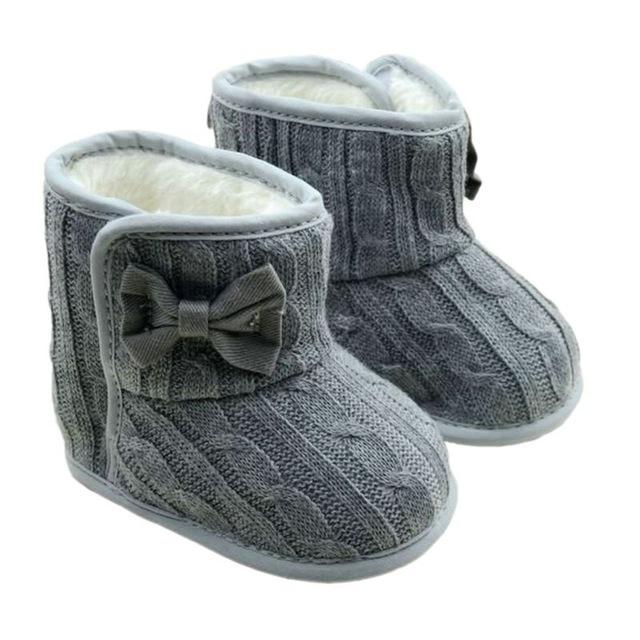 Knit Bowknot Faux Fleece Snow Boot