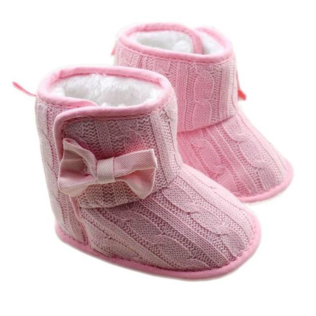Knit Bowknot Faux Fleece Snow Boot