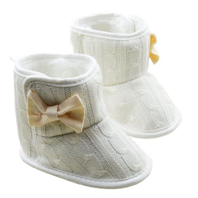 Knit Bowknot Faux Fleece Snow Boot