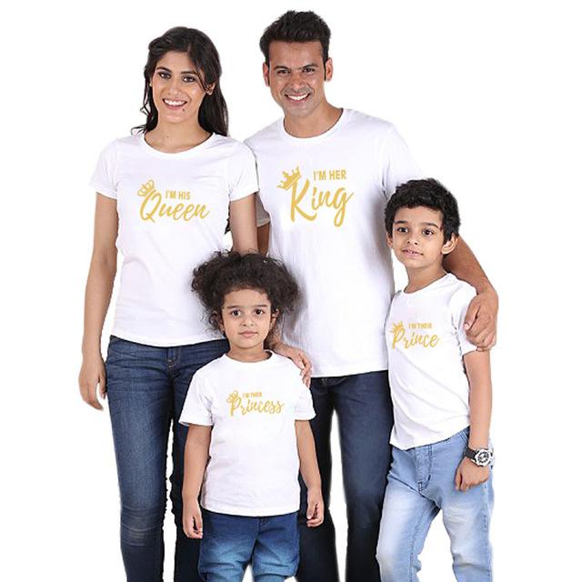 Father mother daughter son crown tshirt